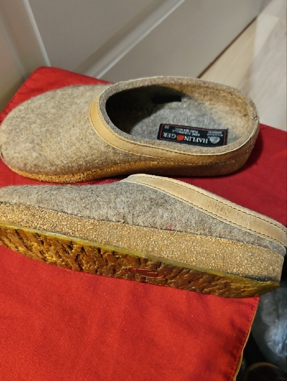 Haflinger Women's Felt Slip-On Clogs in Tan/Brown - Picture 4 of 6